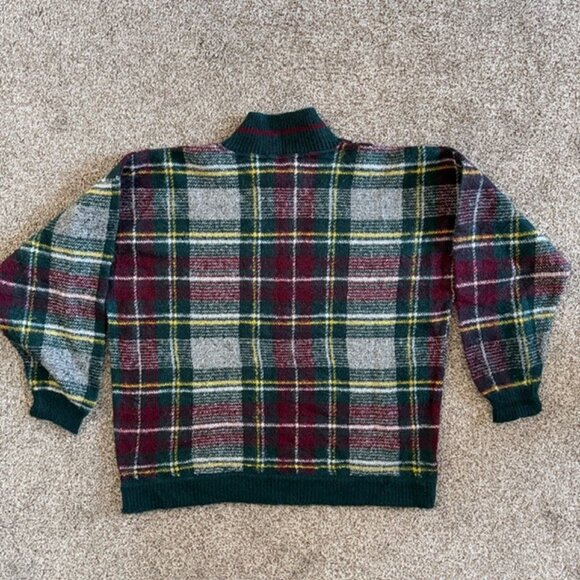 Vintage 80s OUTBACK RED Tartan Plaid Wool Sweater Large - Picture 5 of 10